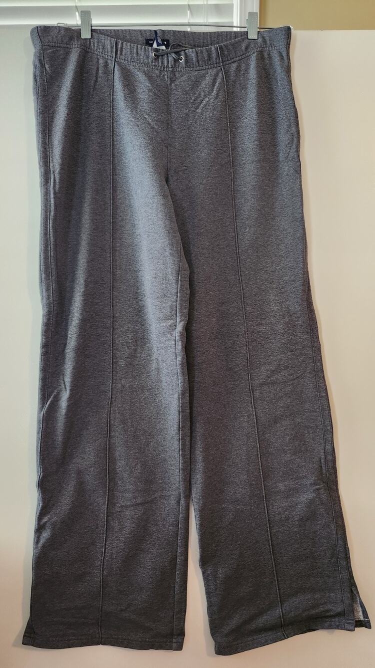 GAP Stretch Gray Pintuck Wide Leg Sweatpants Slit Hem Lounge Pants M #380